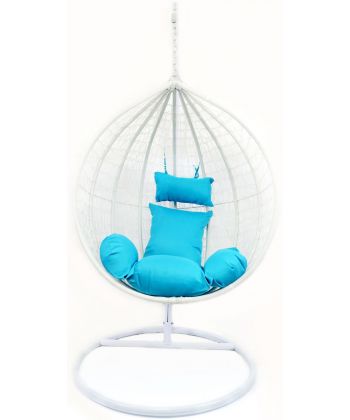 Фото, картинка, зображення Подвесное кресло-качалка кокон B-183A бело-голубое