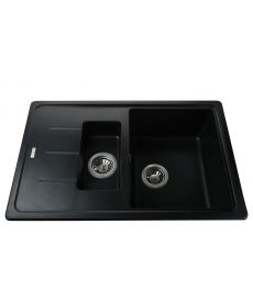Фото, картинка, зображення Гранітна мийка Globus Lux IZEO чорний металiк 780x500мм-А0001